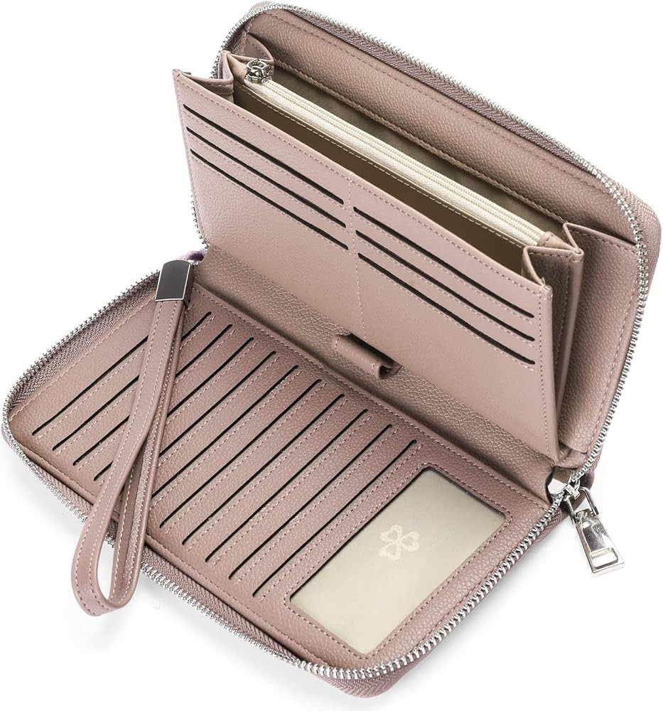 GOIACII Womens Wallet RFID Blocking Leather Zip Around Wallet Large Capacity Long Purse Credit Ca... | Amazon (US)