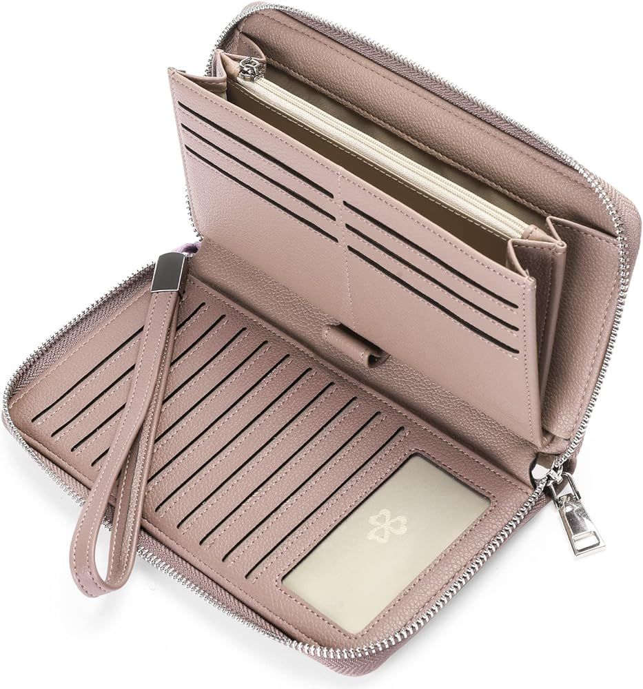 GOIACII Womens Wallet RFID Blocking Leather Zip Around Wallet Large Capacity Long Purse Credit Ca... | Amazon (US)