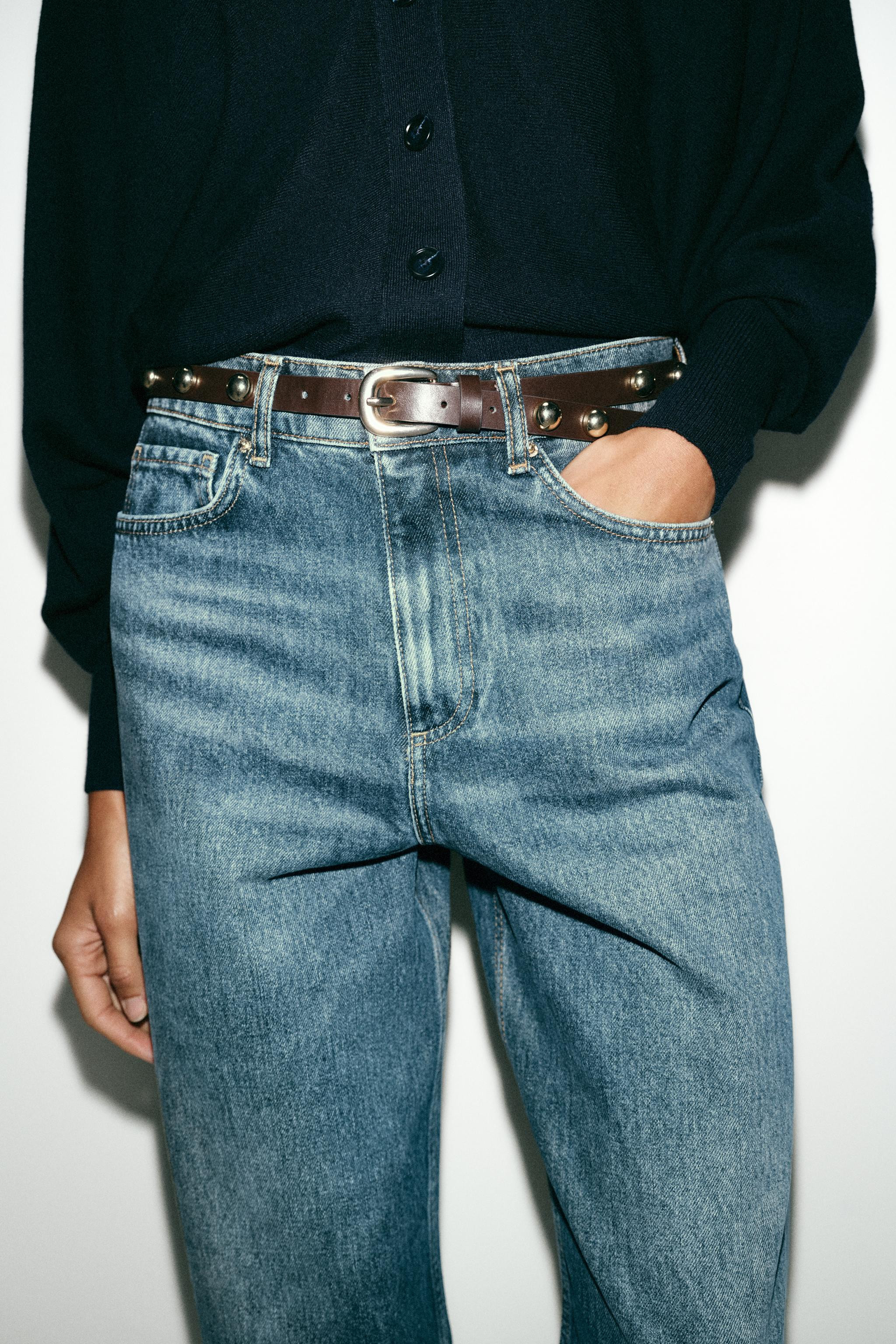 Z1975 STRAIGHT TAPERED HIGH-WAIST JEANS WITH BELT | Zara UK