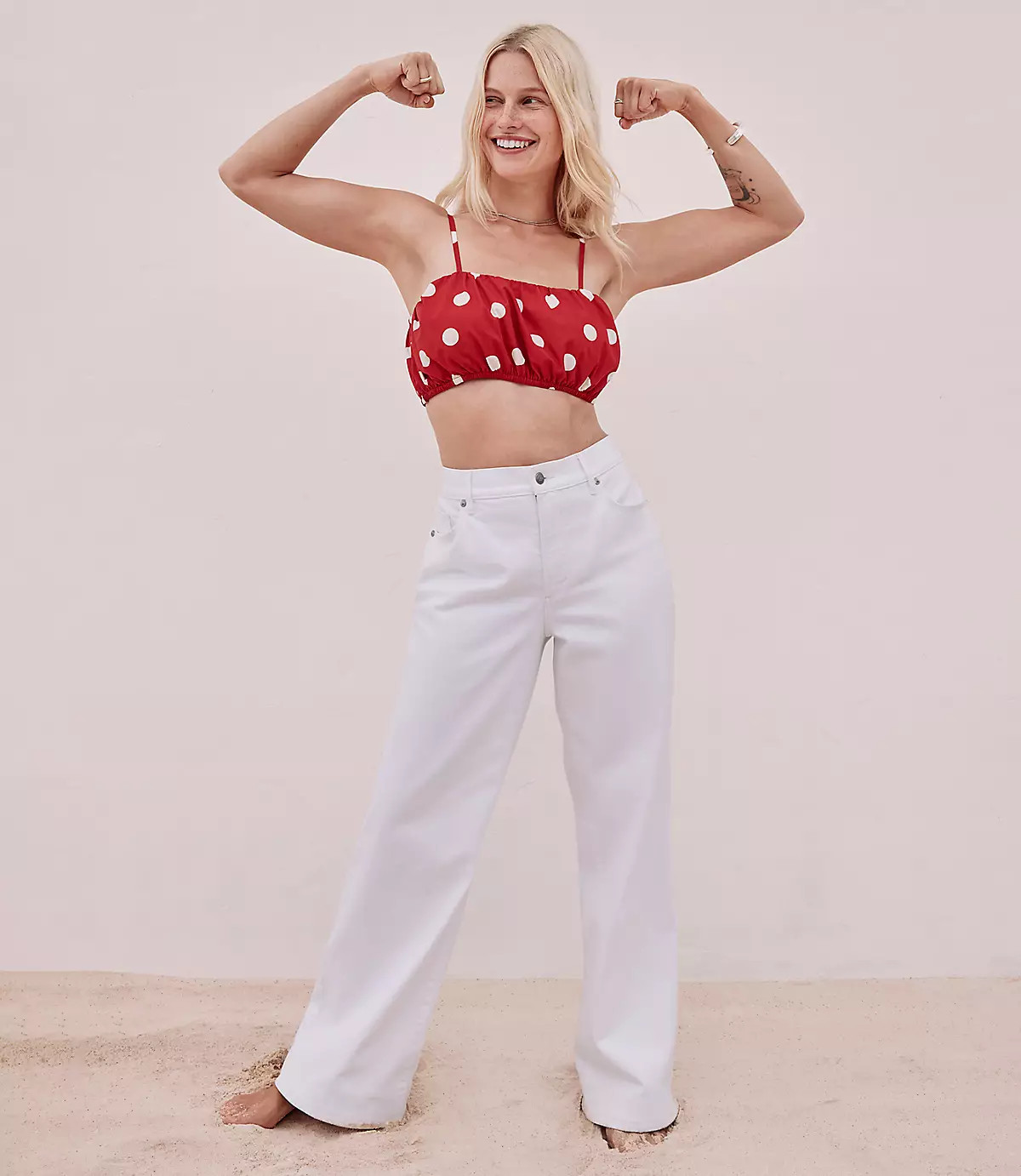 Rivete Tall Mid Rise Wide Leg Jeans in White | LOFT