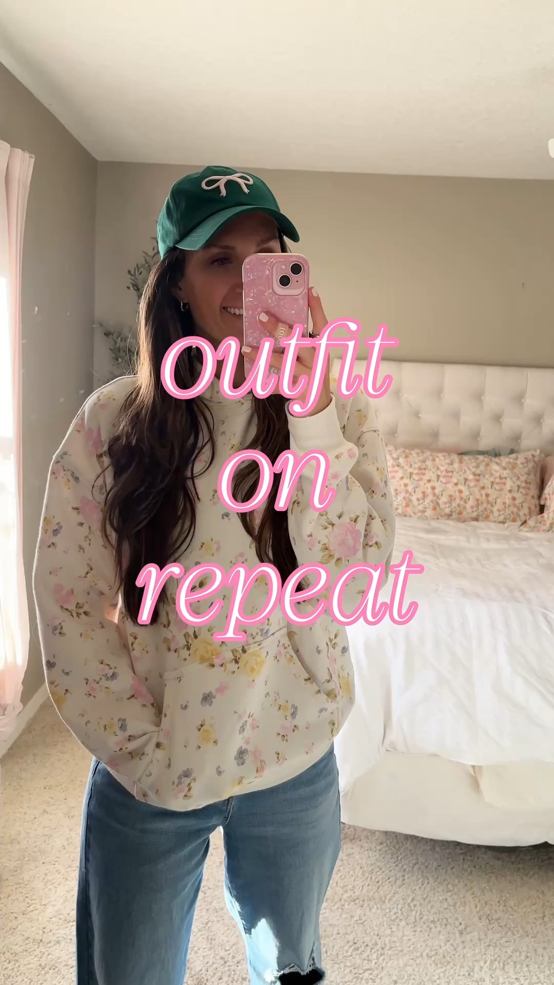 I’ve been wearing this outfit on repeat lately! ☺️🌸🎀This hoodie has the prettiest floral print!! Bow hat, $17 jeans and lace sneakers 👌🏻☺️

**sizing:
Hoodie: small, fits oversized 
Jeans: xs, long- fit a little baggy
Lace sneakers: 8.5, fit tts


#targetfashion #targetstyle #walmartfashion #walmartfinds #christianfashion @walmart @target 

#LTKootd #LTKTall