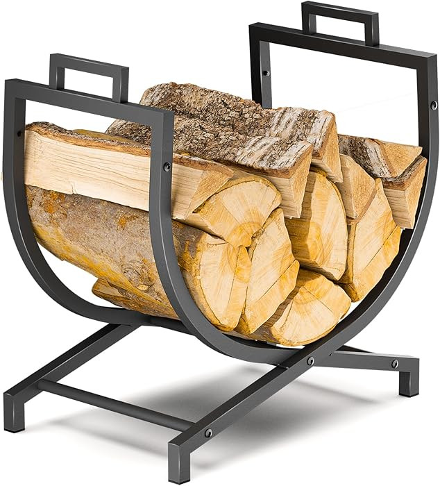 Firewood Rack Indoor & Outdoor, Heavy-Duty Rustproof Metal Wood Rack & Log Holder for Fireplace, ... | Amazon (US)