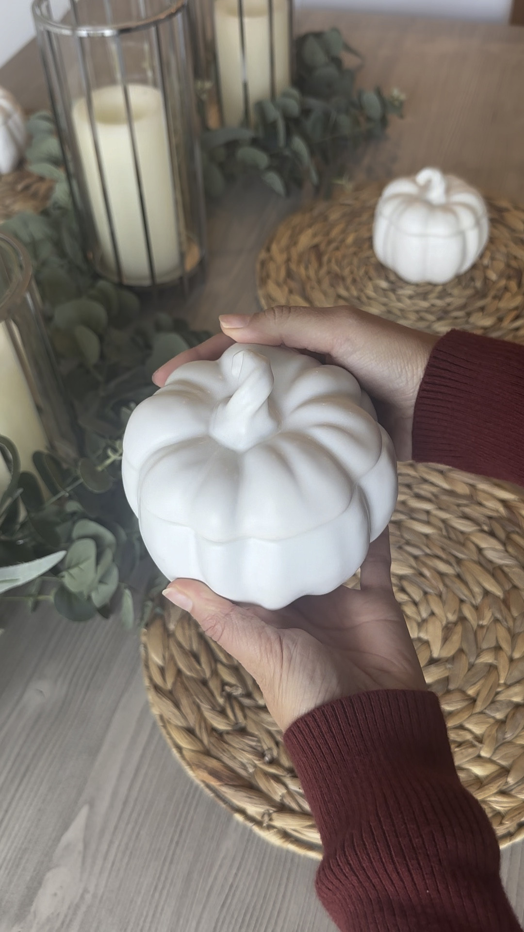 Kitchen table decor // white pumpkins // hosting // 

#LTKSeasonal #LTKhome #LTKstyletip