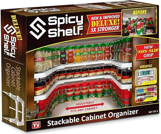 Spicy Shelf Deluxe - Expandable Spice Rack and Stackable Cabinet & Pantry Organizer (1 Set of 2 s... | Amazon (US)