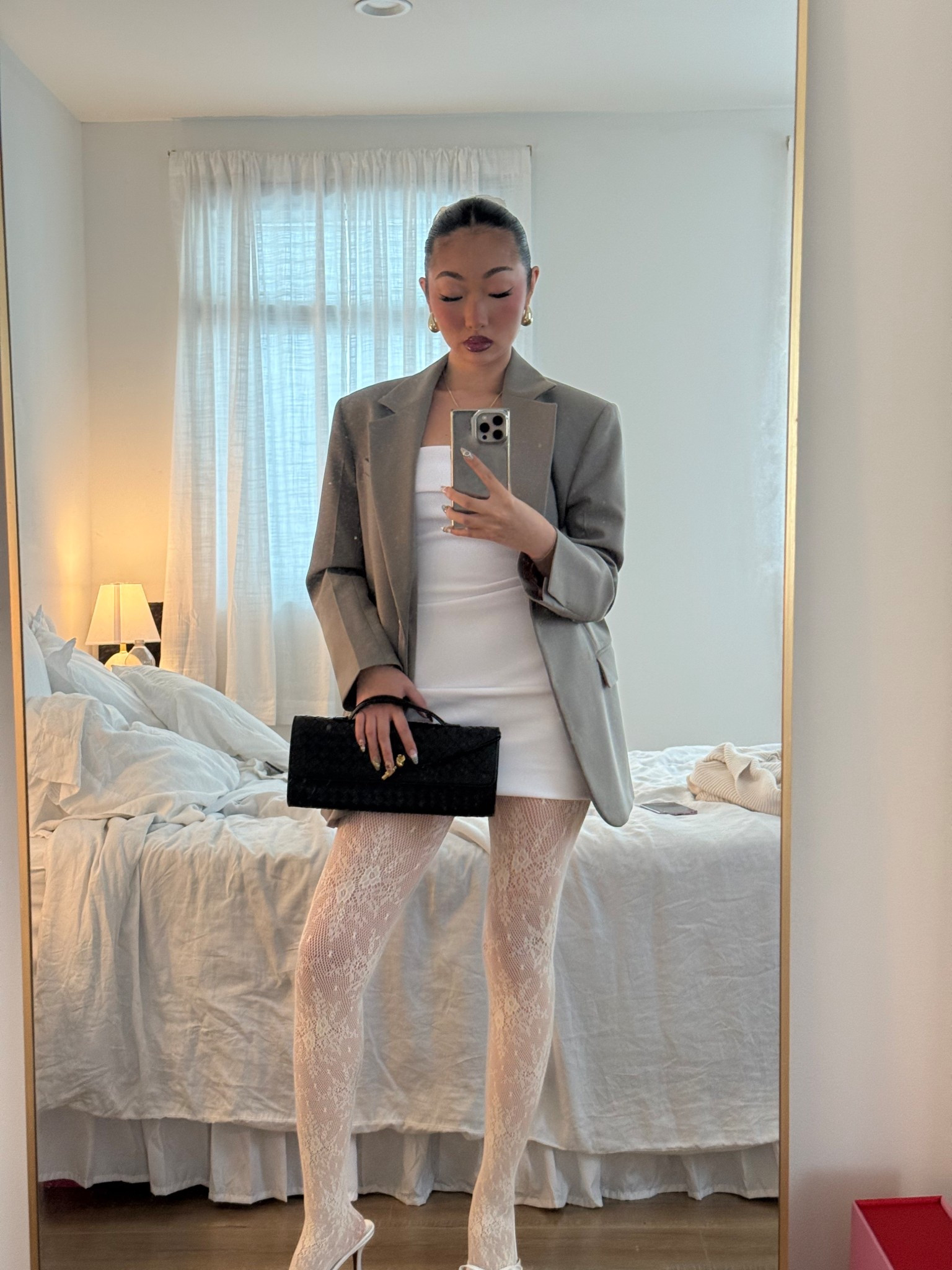 dinner with milani and i got to pull out my Sandro blazer I thrifted 🫶