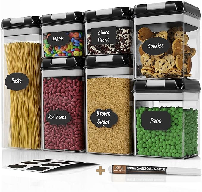 Chef's Path Airtight Food Storage Container Set - 7 PC Set - Labels & Marker - Kitchen & Pantry O... | Amazon (US)