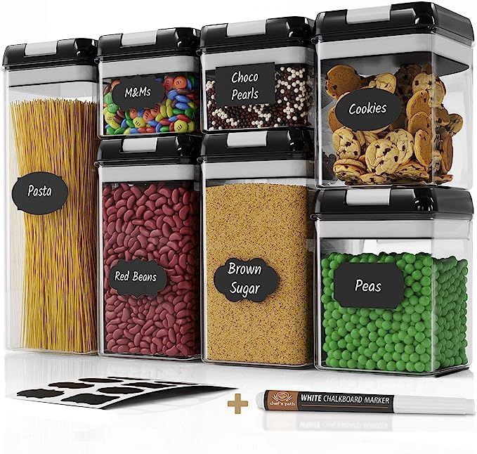 Chef's Path Airtight Food Storage Container Set - 7 PC Set - Labels & Marker - Kitchen & Pantry O... | Amazon (US)