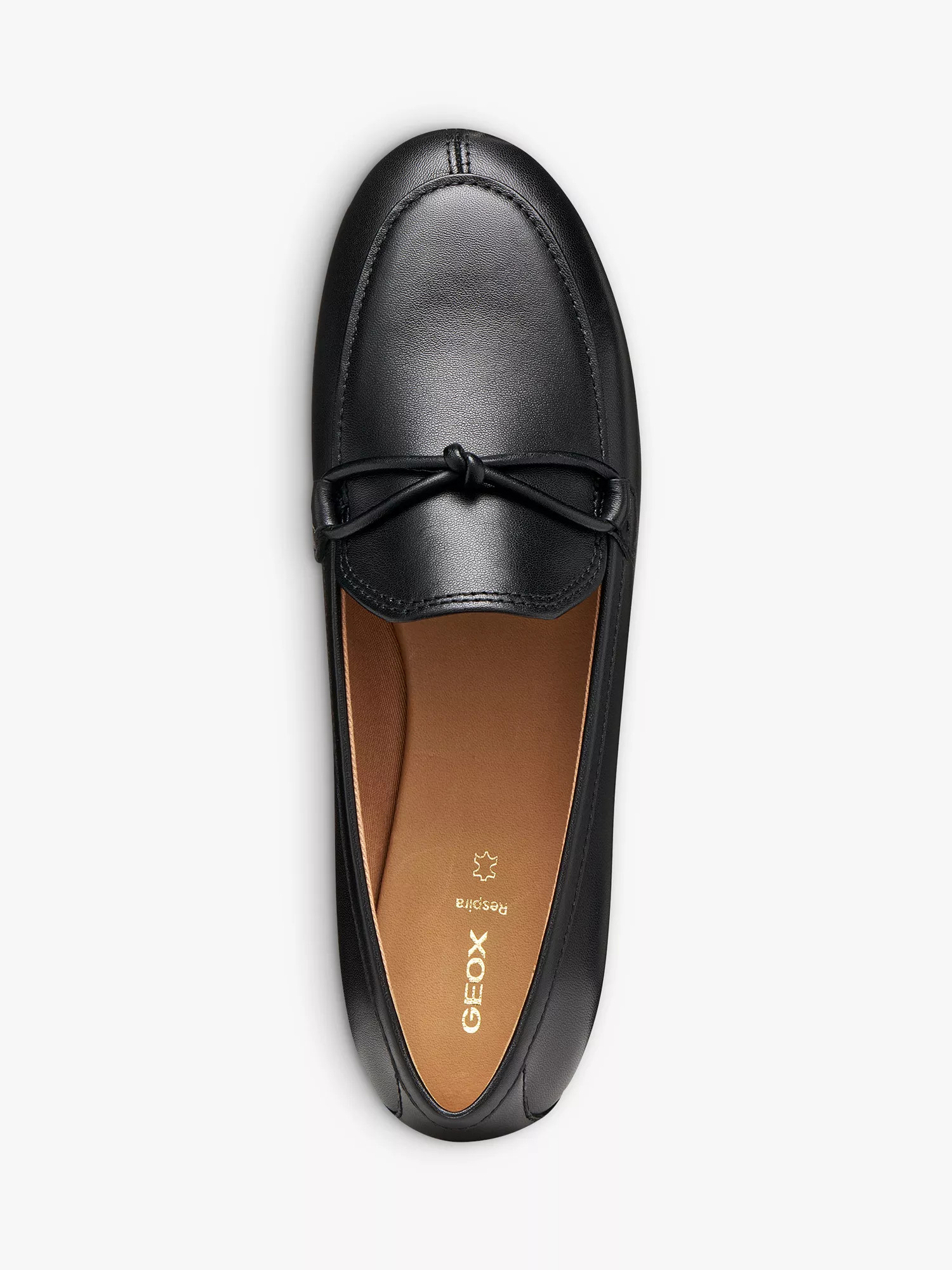 Geox Palmari Leather Ballerina Pumps, Black | John Lewis (UK)