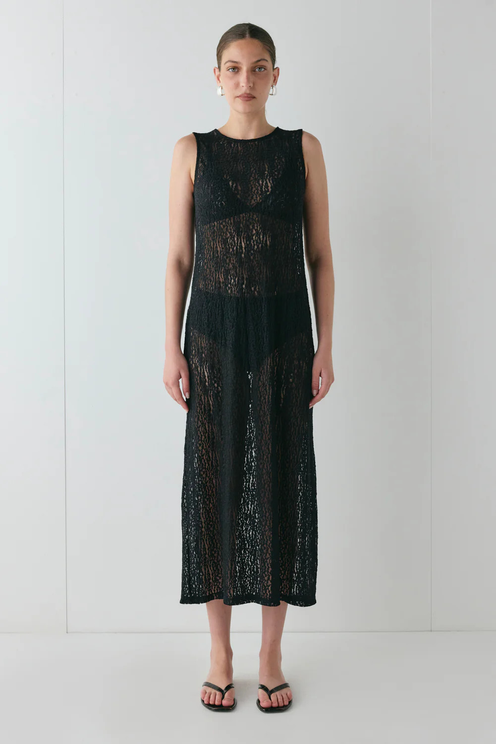 Estelle Lace Midi Dress Black | VRG Grl
