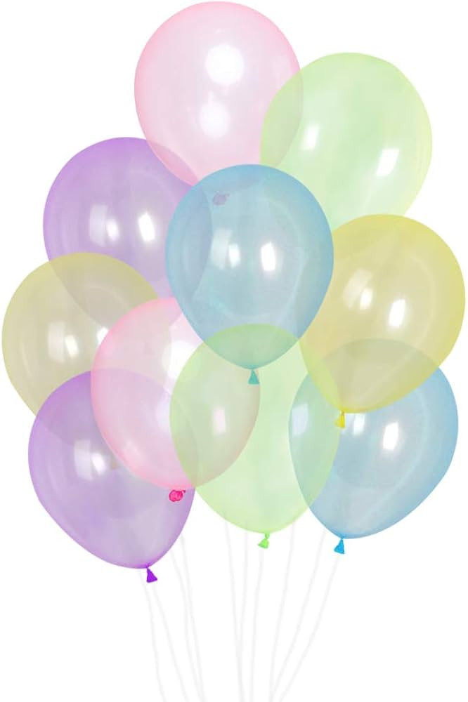 AnnoDeel 100pcs Crystal Pastel Clear Balloon, 12 inch Colorful Thick Transparent Party Latex Ball... | Amazon (US)