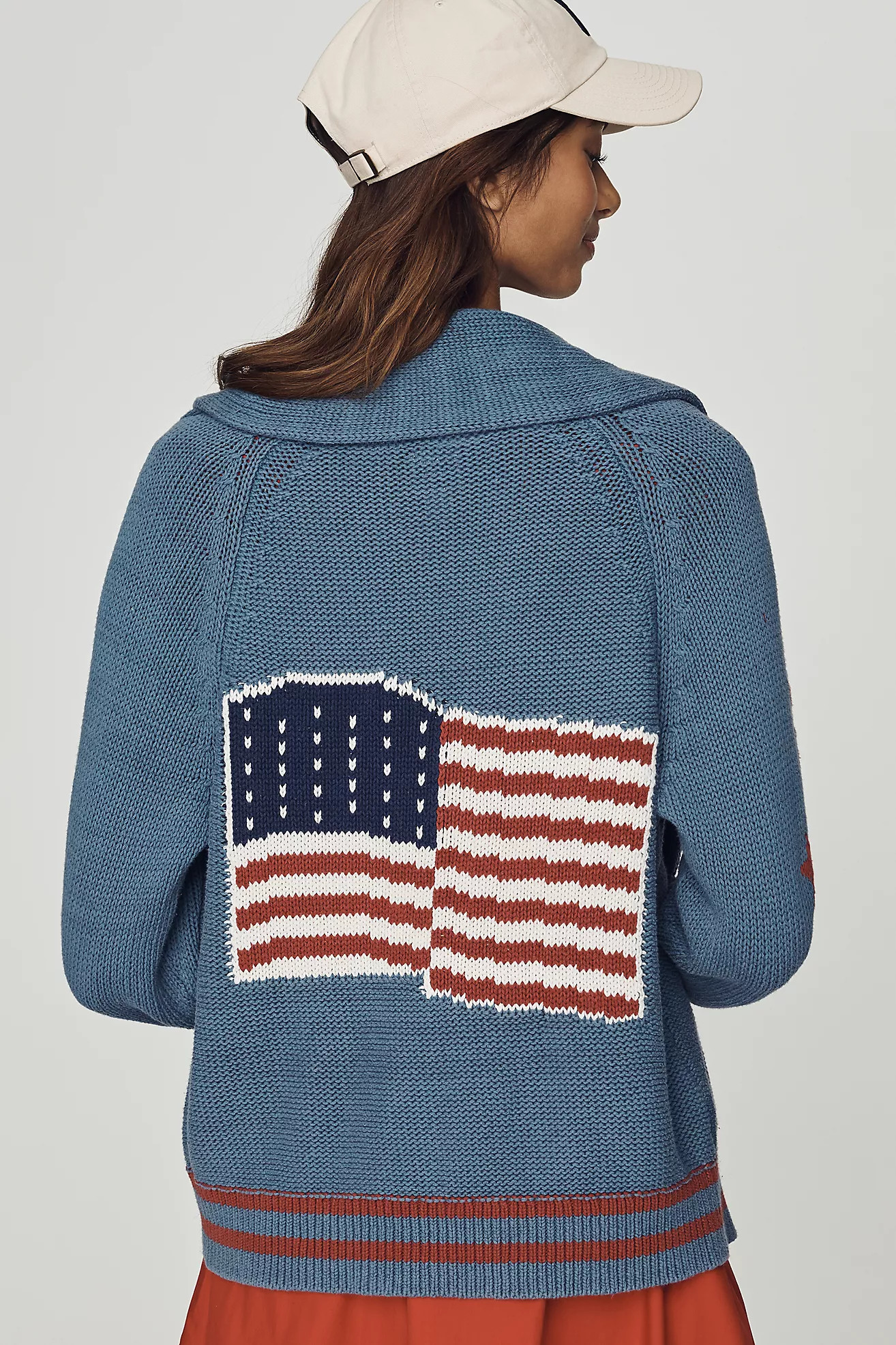 Maeve Shawl Collar American Flag Cardigan Sweater | Anthropologie (US)