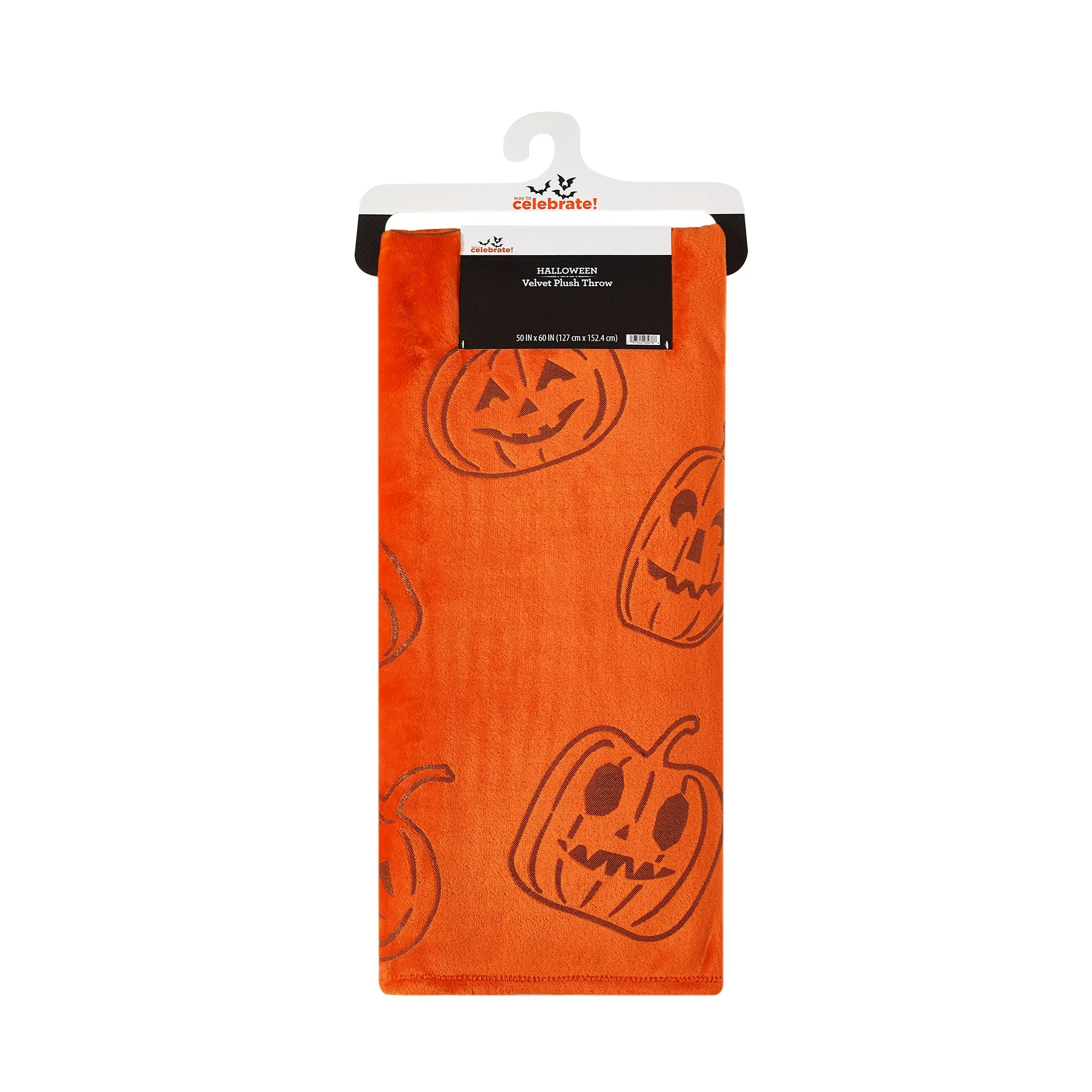 Way To Celebrate 50"x60" Orange Pumpkin Plush Throw | Walmart (US)