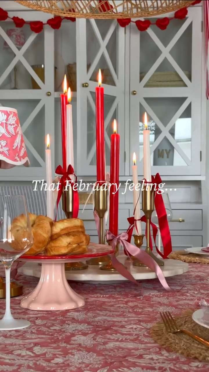 Happy February! Love a fun Valentine's Table whether you are hosting the girls or just creating some fun in your house! Pink and red ribbon sets are from Target! So fun to add to taper candles or napkins!  

 #LTKHome