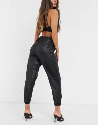 ASOS DESIGN crocodile leather-look jogger in black | ASOS (Global)