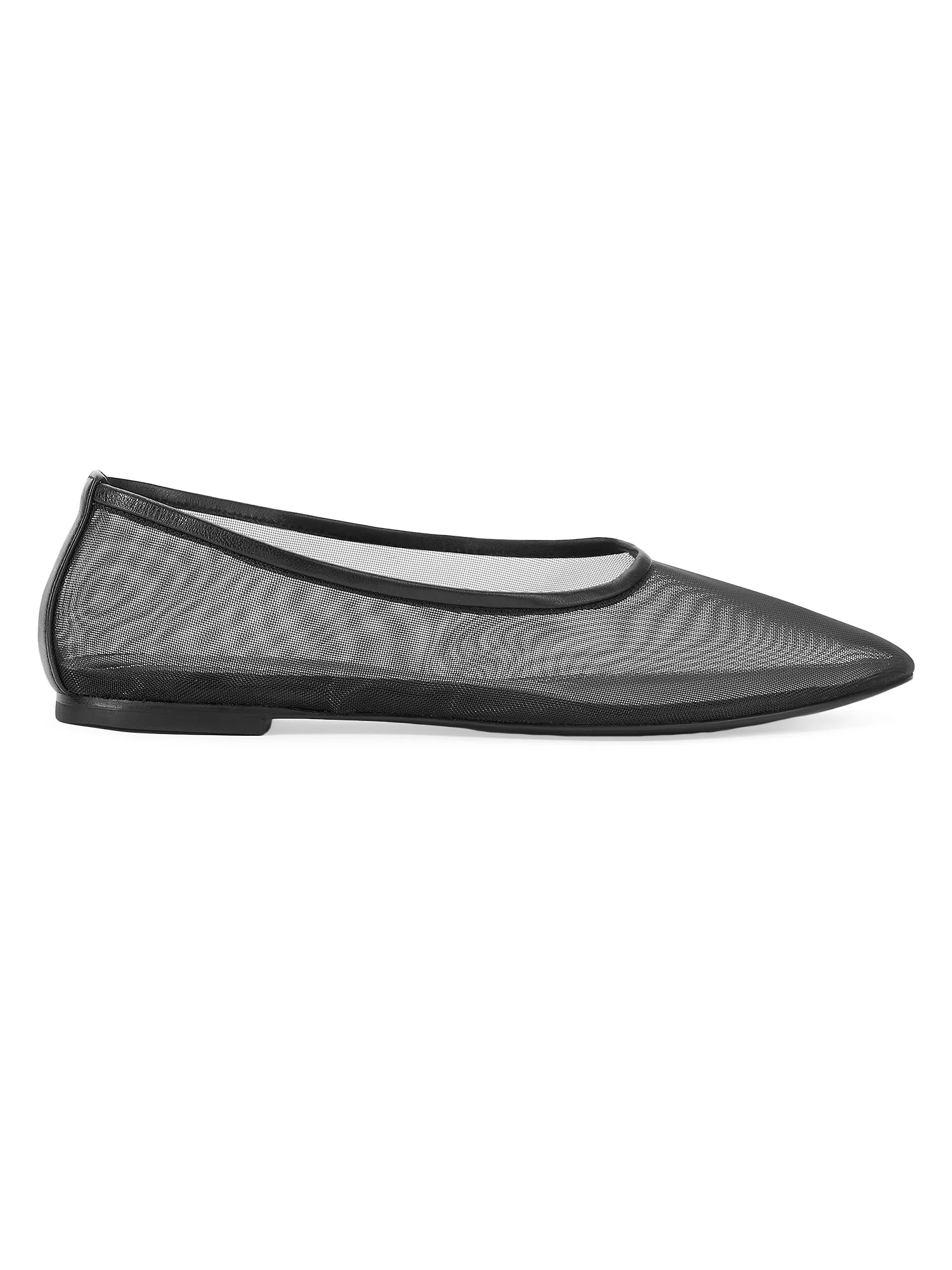 Shop Staud Alba Leather-Trimmed Mesh Ballet Flats | Saks Fifth Avenue | Saks Fifth Avenue