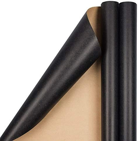JAM PAPER Gift Wrap - Kraft Wrapping Paper - 50 Sq Ft Total - Black Kraft Paper - 2 Rolls/Pack | Amazon (US)