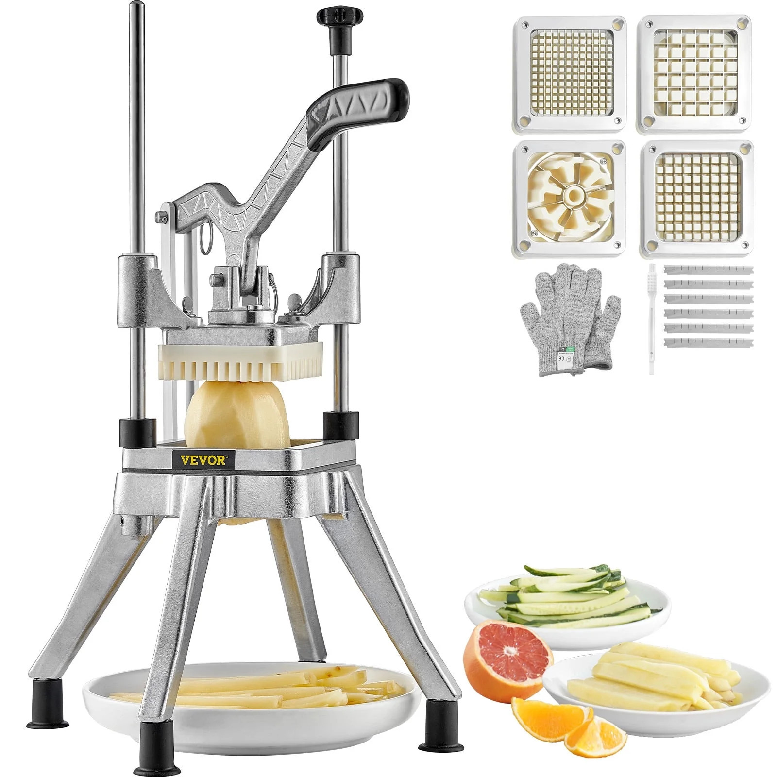 KFFKFF Picadora Comercial de Verduras con 4 Cuchillas Intercambiables, Cortador de Papas Fritas de Acero Inoxidable, Cortador en Cubos y Rebanador de Papas, Picadora Versátil para Verduras y Frutas, Ideal para Restaurantes - Walmart.com | Walmart (US)