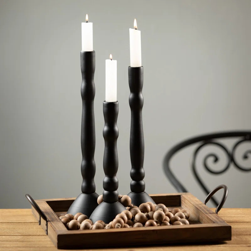 Mcquade 14.5'' H Wood Tabletop Candlestick | Wayfair North America