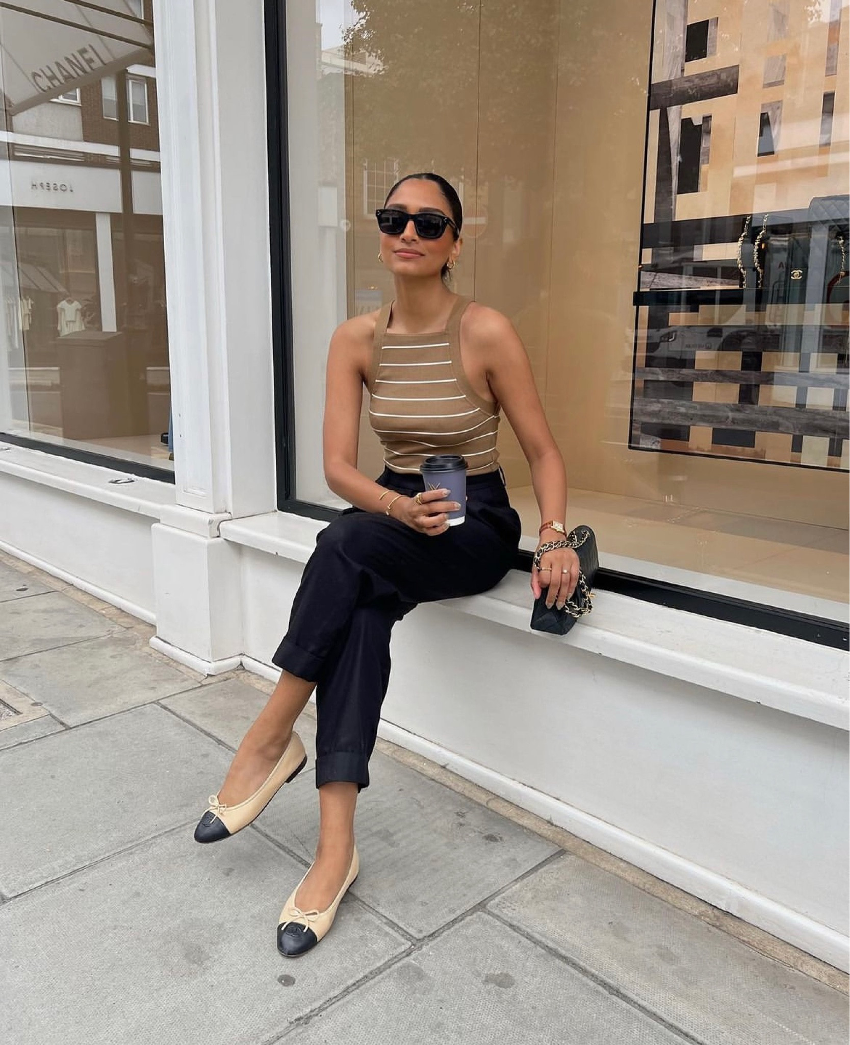Summer outfit inspiration, City outfit, Massimo Dutti, striped top, tailored trousers, Celine sunglasses, ballet flats 

#LTKstyletip #LTKeurope #LTKSeasonal
