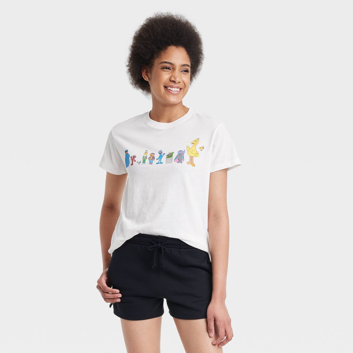 Women's Sesame Street Characters Short Sleeve Graphic T-Shirt - White | Target