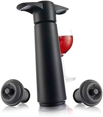 Vacu Vin Wine Saver Pump with 2 x Vacuum Bottle Stoppers - Black (Black with 2 wine stoppers) | Amazon (US)