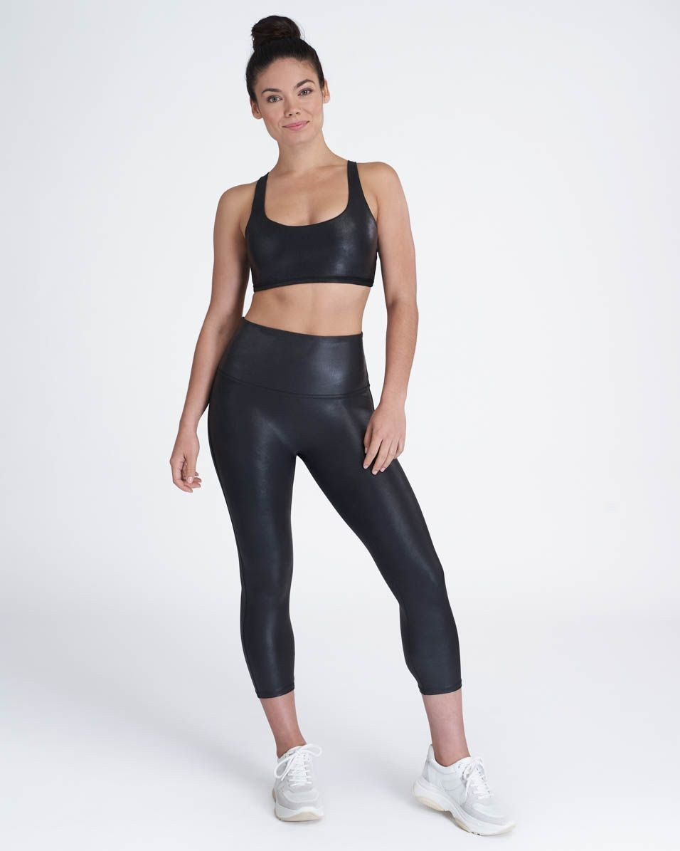 Faux Leather Active Cropped Leggings | Spanx
