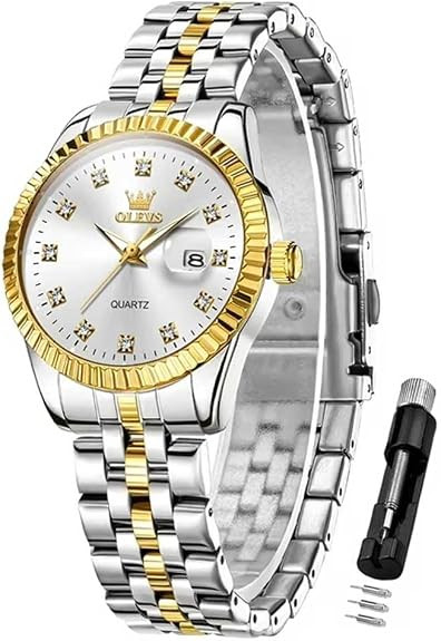 OLEVS Watches for Women Diamond Luxury Dress Women Watches Analog Quartz Waterproof Day Date Stai... | Amazon (US)