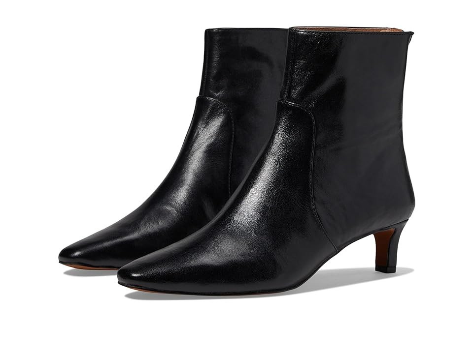 Madewell The Dimes Kitten-Heel Boot In Crinkle Leather Women's Boots True Black : 10.5 M | Zappos