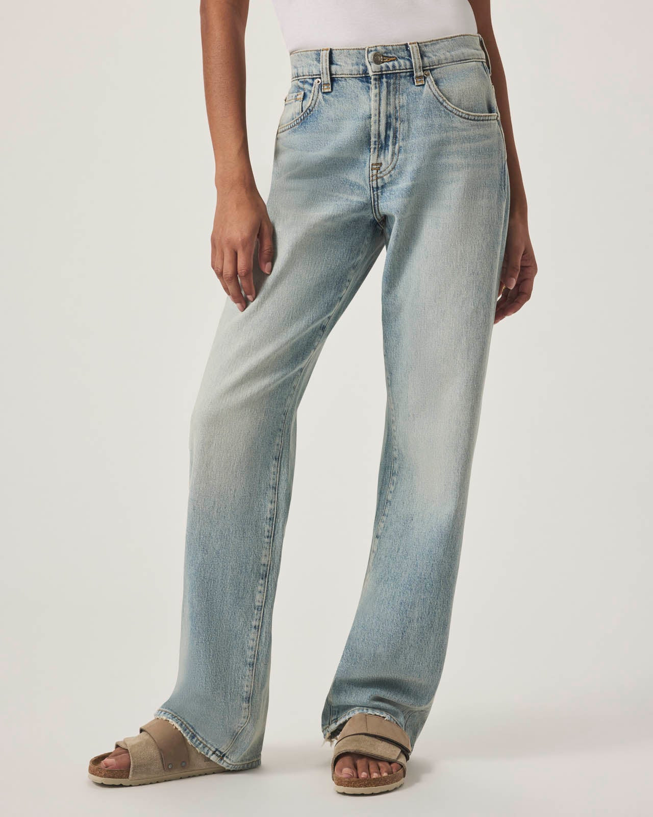 Splendid - Straight Leg Worn Hem Jean - Dusty Oasis | Splendid