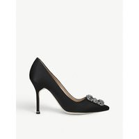 Manolo Blahnik Ladies Black Leather Buckled Hangisi 105 Satin Courts, Size: EUR 36 / 3 UK WOMEN | Selfridges