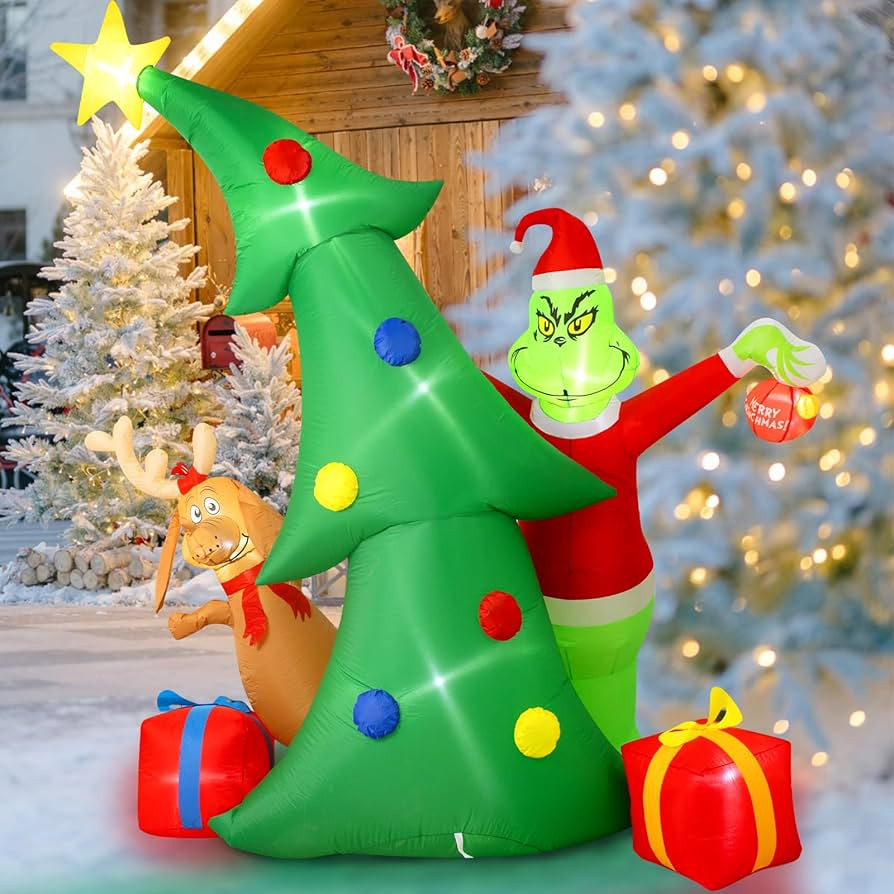 Morejoy 9 FT Christmas Tree Inflatable - Christmas Grinch Inflatables Decorations, Dog Inflatable... | Amazon (US)