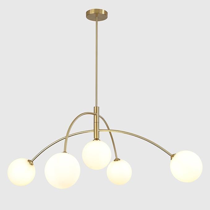 Contemporary Gold Ceiling Light 5-Light Glass Globe Lights Mid Century Modern Sputnik Chandelier ... | Amazon (US)