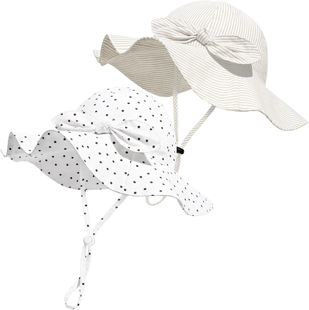 Baby Girl Sun Hat with UPF 50+ Outdoor Adjustable Beach Hat with Wide Brim Bucket Hats | Amazon (US)