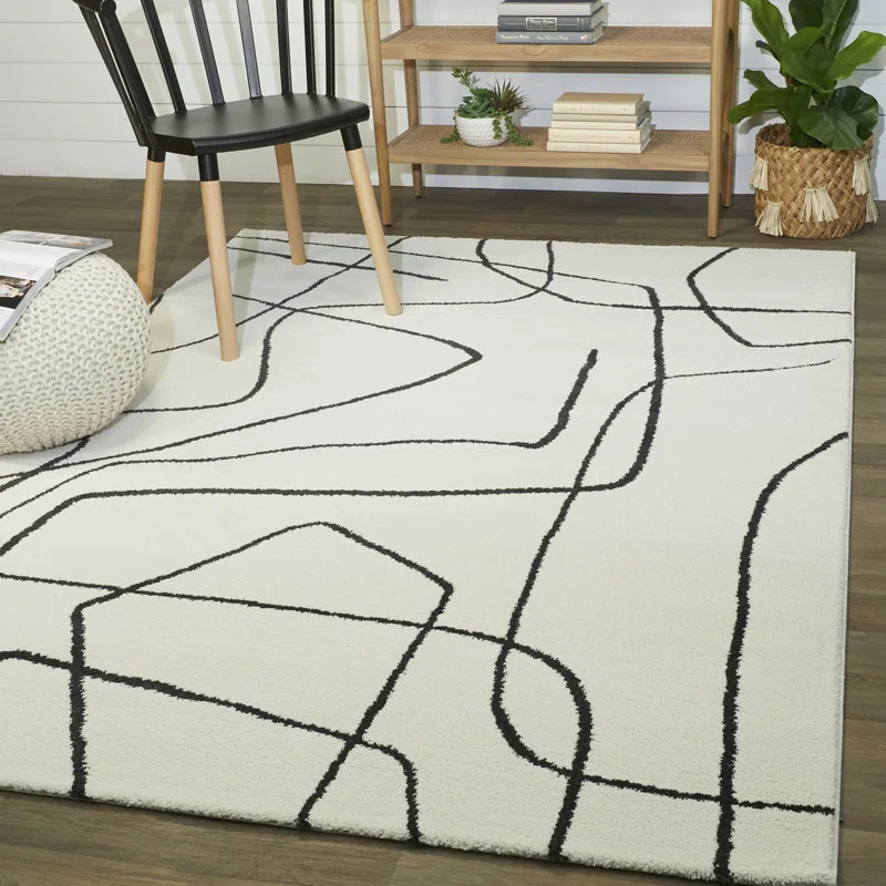 Goodrow Performance Charcoal Gray/Off-White Rug | Wayfair North America