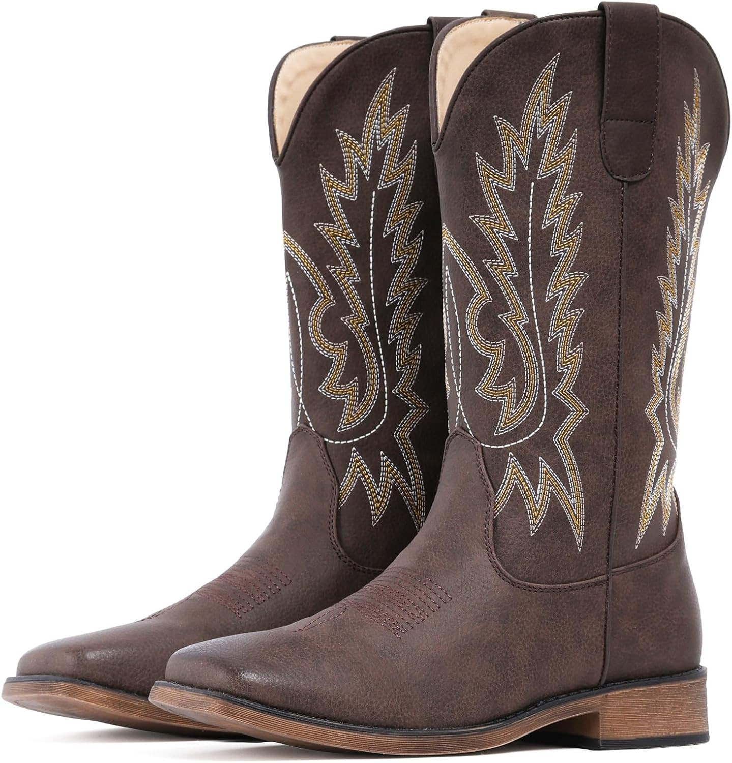 Cowboy Boots For Women Square Toe Wide Western Mid Calf Cowgirl Boots | Amazon (US)