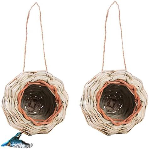 Amazon.com: WDEFUN Humming Bird Houses for Outdoor Hanging, Natural Grass Bird Hut,Hand Woven Hum... | Amazon (US)