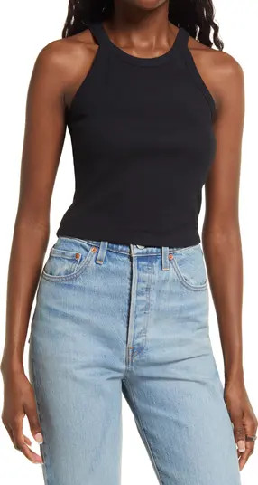 Open Edit Ribbed Crop Racerback Tank | Nordstrom | Nordstrom