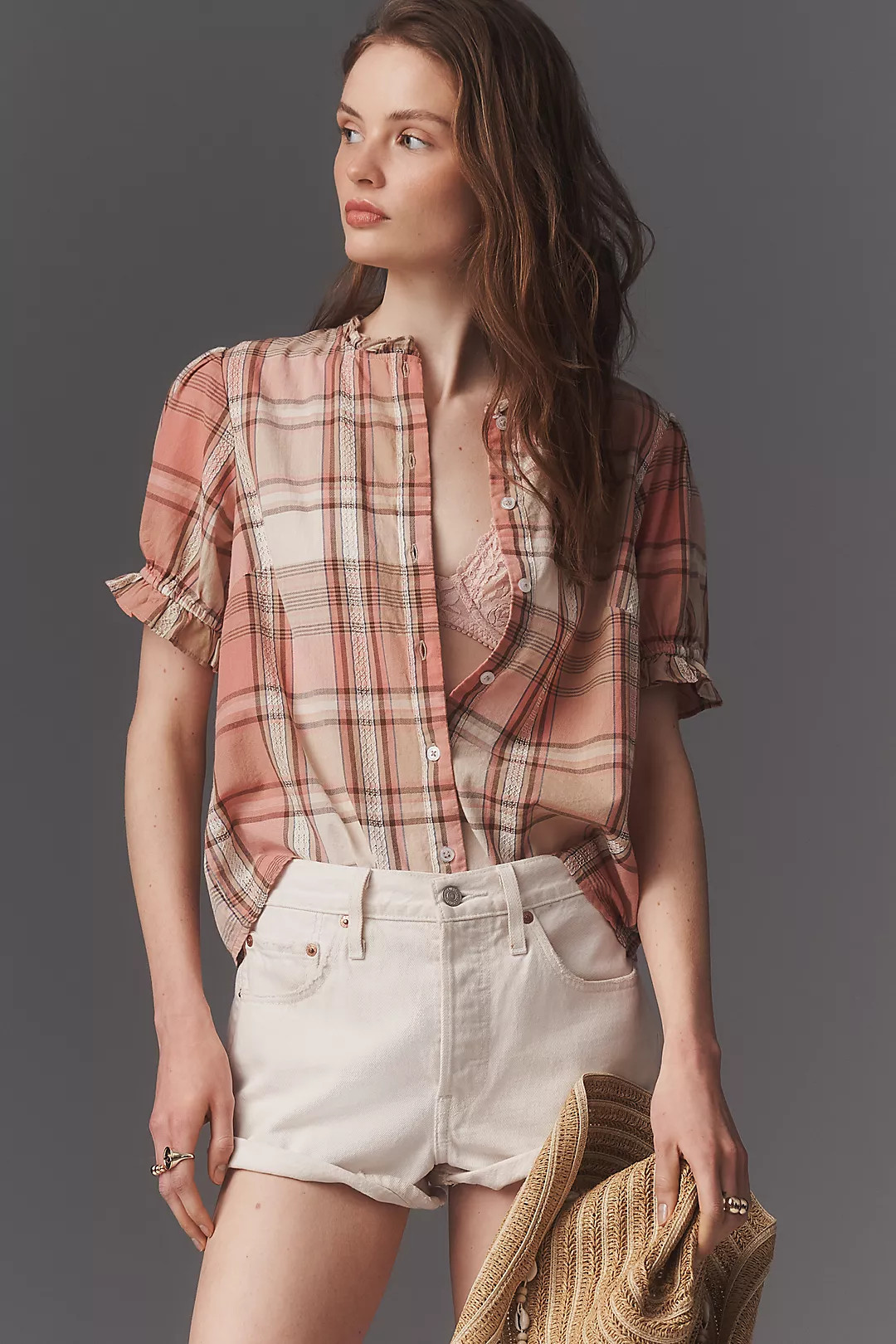 By Anthropologie Cotton Puff-Sleeve Buttondown Shirt | Anthropologie (US)
