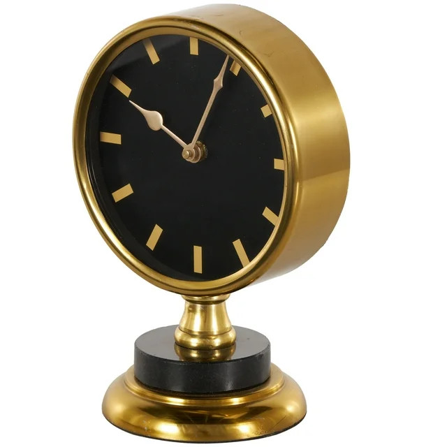 The Novogratz 9" Gold Stainless Steel Metal Clock with Black Face | Walmart (US)