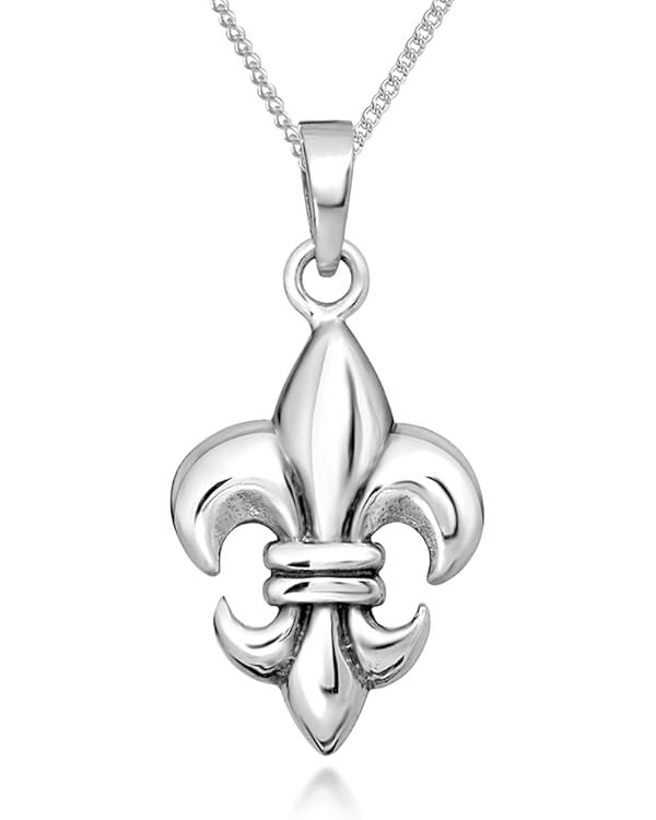 925 Sterling Silver Fleur de Lis Pendant Necklace, 18" | Amazon (US)