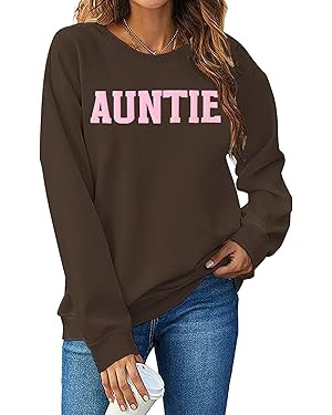 LAZYCHILD Auntie Sweatshirts for Women Cool Aunt Shirts Auntie Crewneck Sweatshirts Aunt Gifts Lo... | Amazon (US)