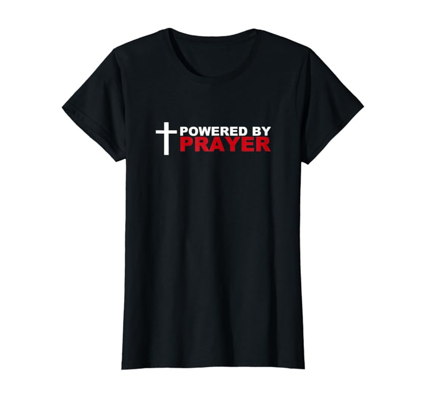 Powered by Prayer Novelty Christian Short Sleeve T Shirt Top | Amazon (US)