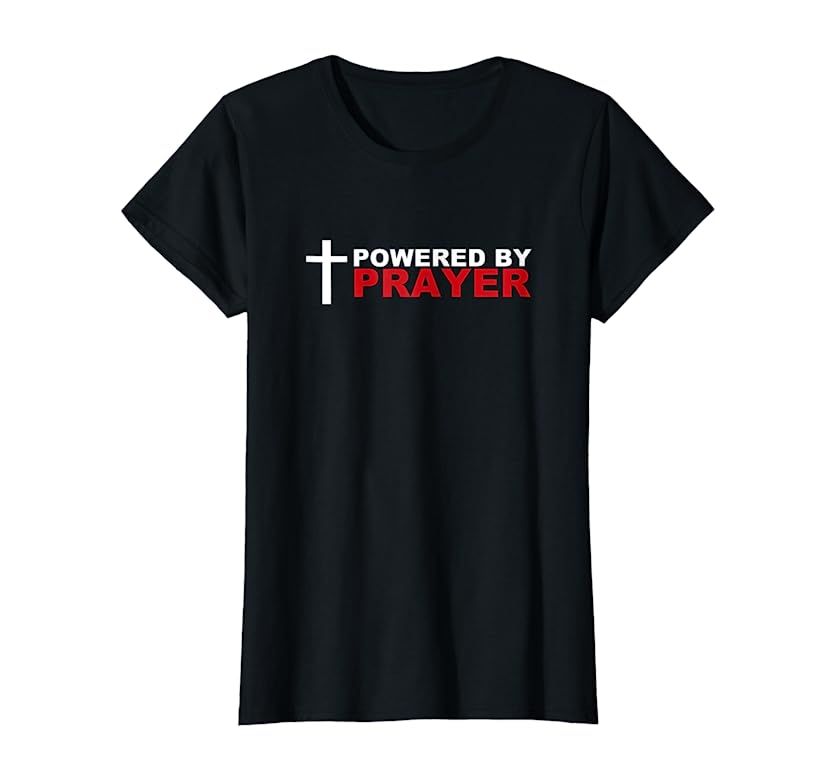 Powered by Prayer Novelty Christian Short Sleeve T Shirt Top | Amazon (US)