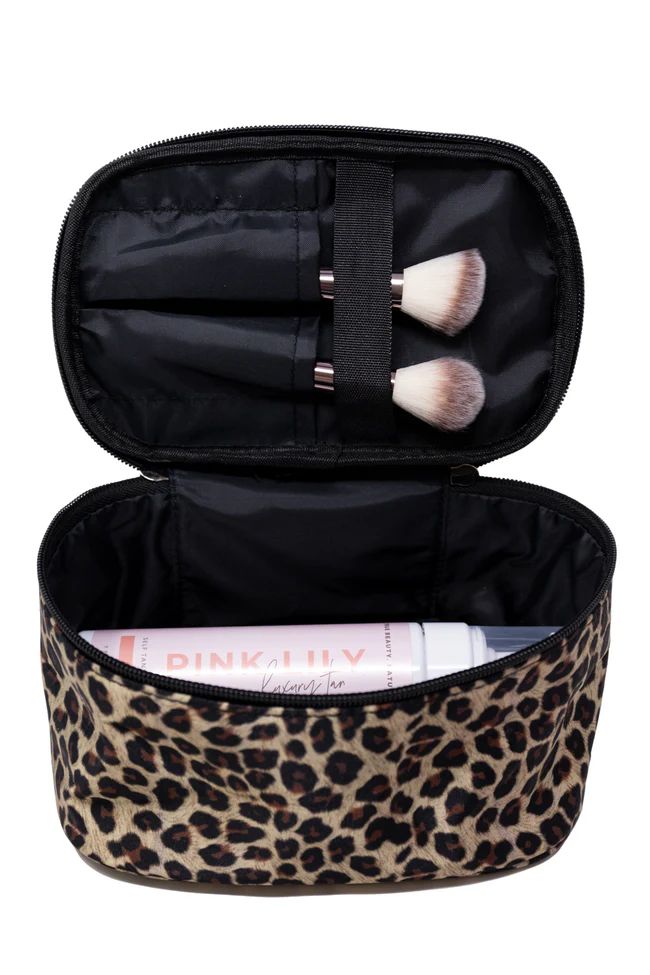 Familiar Style Brown Animal Print Makeup Bag DOORBUSTER | The Pink Lily Boutique