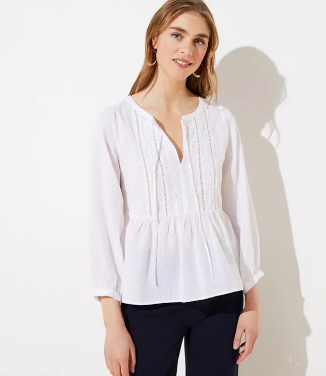 Embroidered Peplum Blouse | LOFT