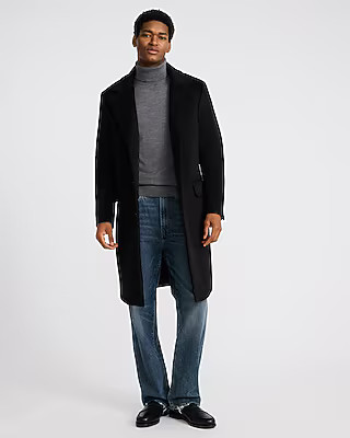 Black Wool-Blend Topcoat | Express