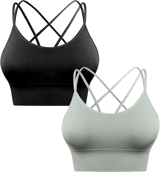 Sykooria 2 Pack Strappy Sports Bra for Women Sexy Crisscross Open Back for Yoga Running Athletic ... | Amazon (US)