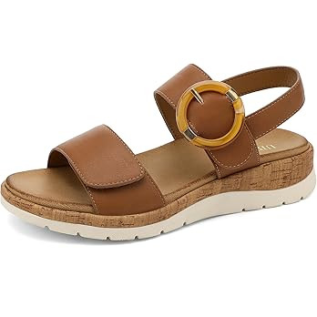 UBFEN Womens Flat Sandals Arch Support Open Toe Walking Comfy Casual Low Wedge Summer Shoes | Amazon (US)