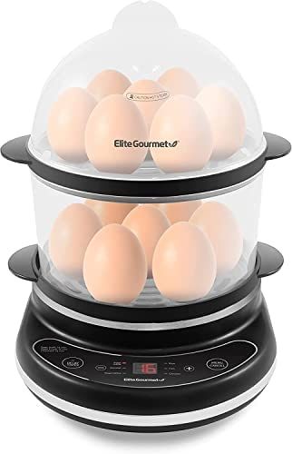 Elite Gourmet EGC314B Easy Egg Cooker Food Steamer, Rice Cooker, Poacher, Omelet & Soft, Medium, Har | Amazon (US)