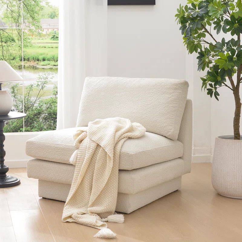 Nita 34" Modern Boucle Upholstered Slipper Chair | Wayfair North America
